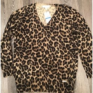 Michael Kors Leopard Knit Top NWT